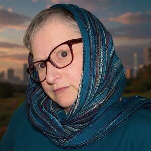 Wrapunzel Crossroads Scarf in Blue Multi Stripe with Metallic Detail